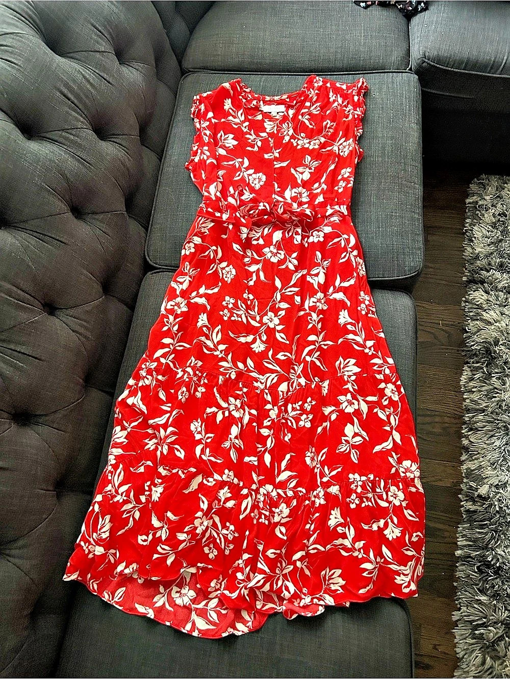 HOBBS Georgiana Floral Dress Floral Maxi Dress Red & White Size 10 petite